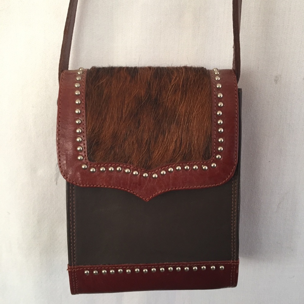 Leather and cowhide crossbody bag by American West